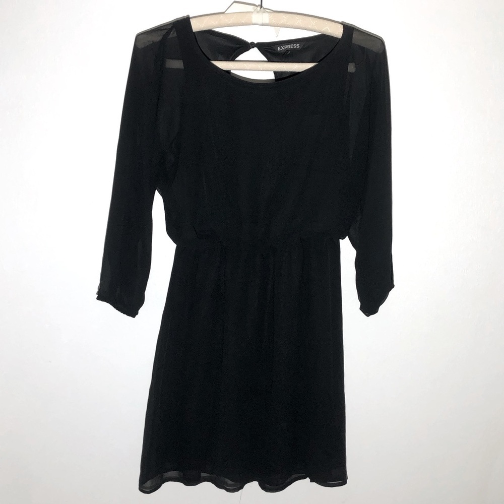 Express Womens Mini Black Dress Size Small Wedding Cocktail/party Sheer Holiday